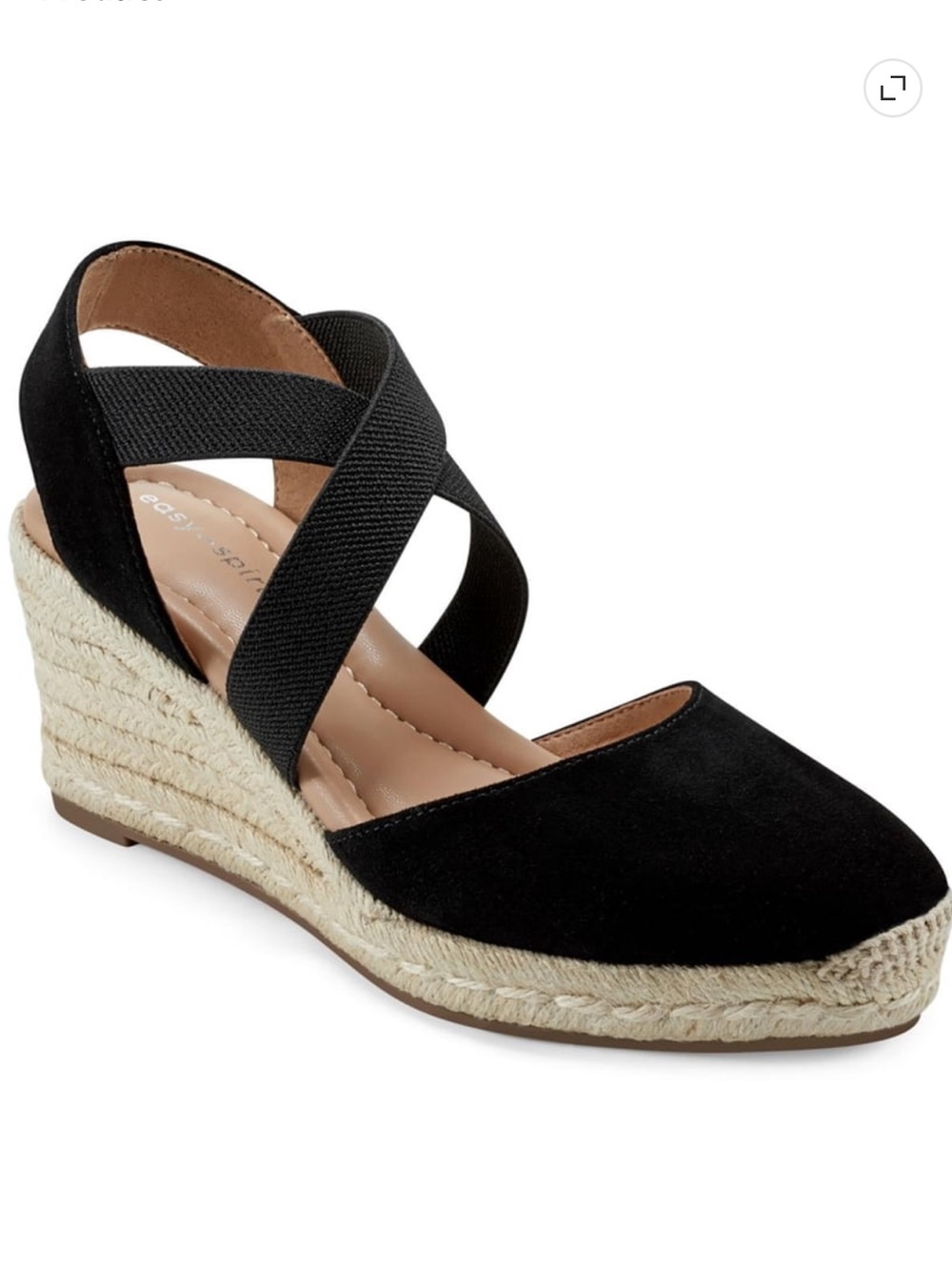 Easy Spirit Women's Black Meza Wedge Espadrille Sandals • Size 9 •NWOT